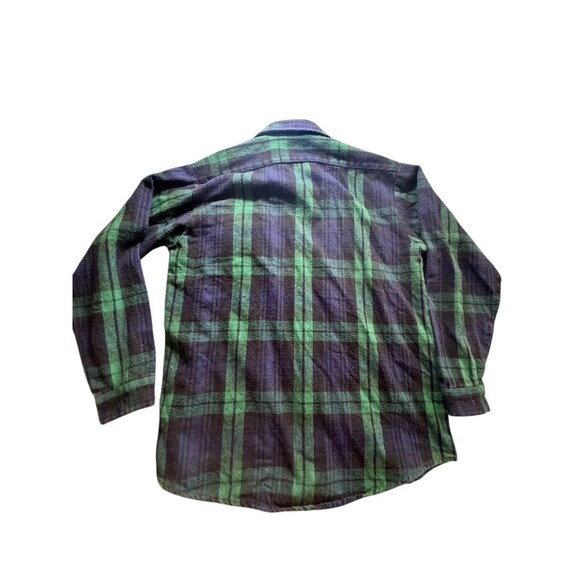 Vintage Codet Shirt Mens Large Tall Green Flannel Plaid Made in Canada Workwear - Picture 11 of 12